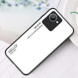 Anti-Drop Phone Case for Realme C30 4G. Gradient Color Phone Shell Tempered Glass + PC + TPU Protective Case - White Anti-Drop Phone Case for Realme C30 4G. Gradient Color Phone Shell Tempered Glass + PC + TPU Protective Case - White