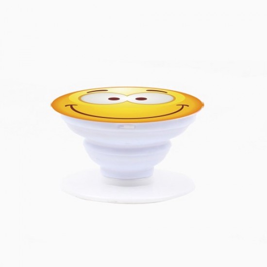 Emoji Pattern Stretchable Desktop Mount Finger Holder for iPhone Samsung Sony Etc - Smiling Face With Big Eyes Holders & Docks