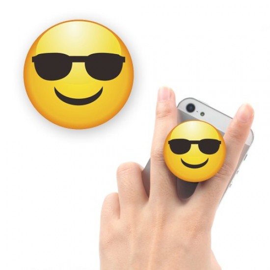 Emoji Pattern Stretchable Finger Grip Holder Mount Stand for iPhone Samsung Sony Etc - Smiling Face With Sunglasses Holders & Docks