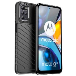 For Motorola Moto G22 / E32 4G / E32S 4G Thunder Series Thickened Anti-drop TPU Case Twill Texture Phone Back Cover - Black For Motorola Moto G22 / E32 4G / E32S 4G Thunder Series Thickened Anti-drop TPU Case Twill Texture Phone Back Cover - Black