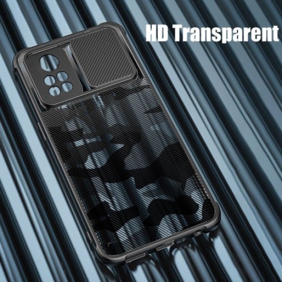 RZANTS For Xiaomi Redmi Note 11 Pro 5G (Qualcomm) / Note 11 Pro 4G (MediaTek) Slide Lens Protection Camouflage Pattern Case Soft TPU Hard Acrylic Impact-Resistant Cover - Black XIAOMI Cases Mobile