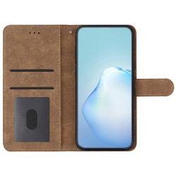 For Samsung Galaxy M33 5G (Global Version) Fully Wrapped Phone Case. Skin-touch Feeling Lines Imprinted Vintage PU Leather Magnetic Flip Cover with Wallet Stand - Brown For Samsung Galaxy M33 5G (Global Version) Fully Wrapped Phone Case. Skin-touch Feeling Lines Imprinted Vintage PU Leather Magnetic Flip Cover with Wallet Stand - Brown