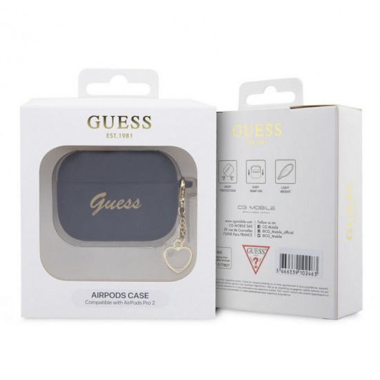 Guess 4G Charms Heart Silicone Case for Airpods Pro 2 - Black Gadgets - Toys - Hobby