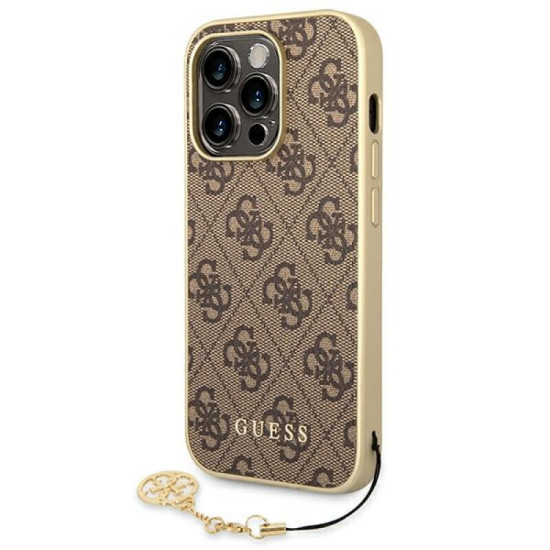 Guess 4G Charms Σκληρή Θήκη Πλάτης για iPhone 14 Pro - Καφέ Apple Θήκες Κινητών