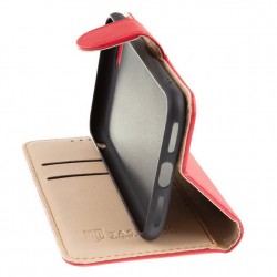 Tactical Θήκη Πορτοφόλι με Βάση Στήριξης (Όψη Δέρματος) για Motorola Moto G51 - Κόκκινο