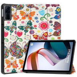 Θήκη Βιβλίο Tri-Fold Auto Sleep / Wake με Βάση Στήριξης για Xiaomi Redmi Pad 10.61 - Πεταλούδες και Λουλούδια