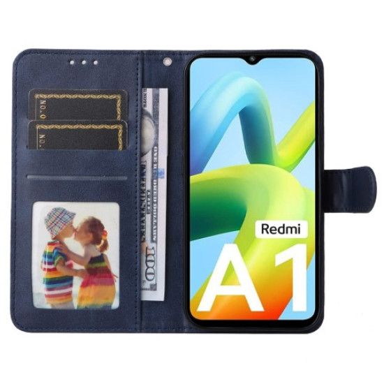 For Xiaomi Redmi A1 4G Calf Texture PU Leather Stand Folio Flip Case Magnetic Clasp Phone Wallet Cover - Blue XIAOMI Cases Mobile