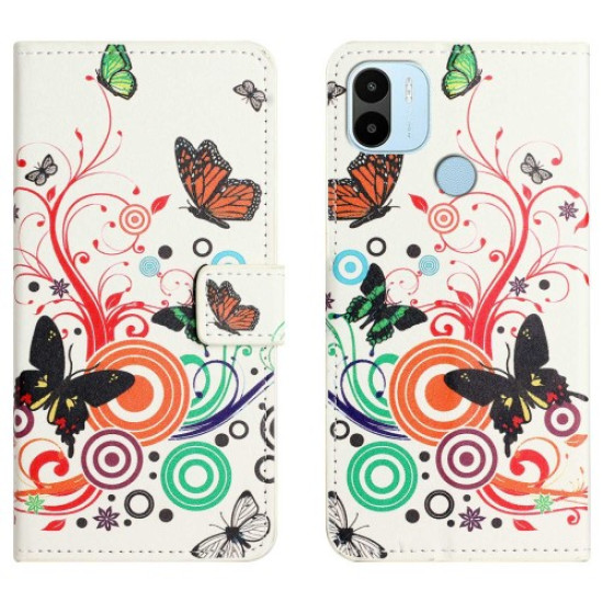 For Xiaomi Redmi A1 4G Pattern Printing PU Leather Phone Case Flip Stand Magnetic Closure Shockproof Wallet Cover - White / Butterflies XIAOMI Cases Mobile