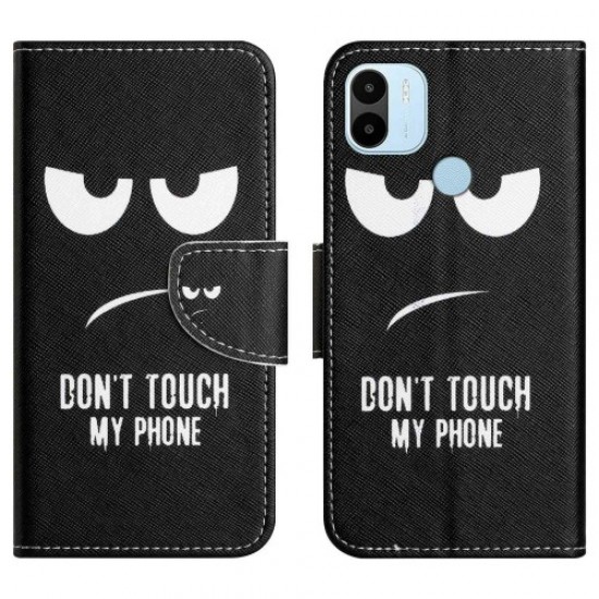 Θήκη Πορτοφόλι με Βάση Στήριξης (Όψη Δέρματος) για Xiaomi Redmi A1 4G - Don't Touch my Phone XIAOMI Θήκες Κινητών