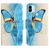 For Xiaomi Redmi A1 4G Cross Texture PU Leather Wallet Phone Case Pattern Printing Design Magnetic Closure Full Protection Folio - Blue Butterfly