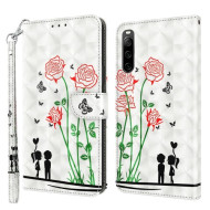 For Sony Xperia 10 IV 5G 3D Creative Pattern Printing PU Leather Flip Wallet Case Stand Bookstyle Magnetic Protective Cover with strap - Roses
