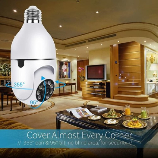 R17 360-Degree Panoramic Light Bulb Camera Wireless Webcam Remote WiFi Full Color Night Vision Indoor Monitor Support Tuya APP for Home Security Gadgets - Toys - Hobby