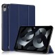 For iPad 10.9 (2022) PU Tablet Case Trifold Stand Shockproof Full Body Protective Cover with Auto Wake / Sleep - Dark Blue Apple Cases Tablet