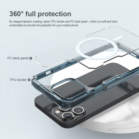 NILLKIN Nature Pro Series Phone Case for iPhone 14 Pro Max 6.7 inch PC + TPU Hybrid Mobile Phone Back Cover Support Magnetic Wireless Charging - Transparent Apple Cases Mobile