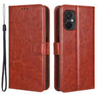 For Xiaomi Poco M5 4G Crazy Horse Texture PU Leather Anti-fingerprint Case Stand Wallet Phone Cover - Brown