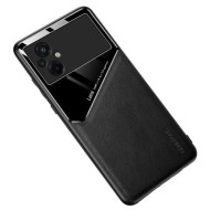 For Xiaomi Poco M5 4G Shockproof TPU + PC + Textured PU Leather Coating Protective Case Phone Cover Support Magnetic Car Mount - Black