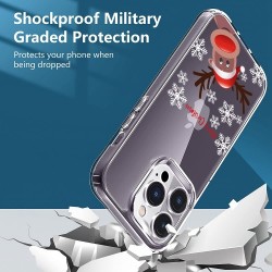 Χριστουγεννιάτικη Θήκη Σιλικόνης TPU για iPhone 14 Pro Max - Ταρανδάκι και Χιονονιφάδες