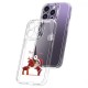 For iPhone 13 Pro Max 6.7 inch Christmas Pattern Printing Transparent Clear Cover 1.5mm Thick Precise Cutout TPU Phone Case - Kid Kisses Deer Apple Cases Mobile