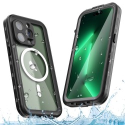REDPEPPER Dot+ Series for iPhone 14 Pro 6.1 inch Compatible with MagSafe Wireless Charging Phone Cover IP68 Waterproof IP6X Dustproof Transparent Back Hybrid Phone Case - Black REDPEPPER Dot+ Series for iPhone 14 Pro 6.1 inch Compatible with MagSafe Wireless Charging Phone Cover IP68 Waterproof IP6X Dustproof Transparent Back Hybrid Phone Case - Black