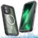 REDPEPPER Dot+ Series for iPhone 14 Pro 6.1 inch Compatible with MagSafe Wireless Charging Phone Cover IP68 Waterproof IP6X Dustproof Transparent Back Hybrid Phone Case - Black Apple Cases Mobile