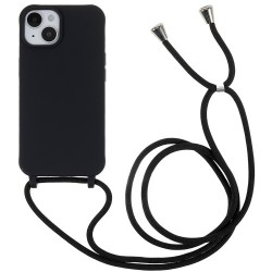 For iPhone 14 6.1 inch Integrated Soft TPU Case Drop-proof Protective Cover with Lanyard - Black For iPhone 14 6.1 inch Integrated Soft TPU Case Drop-proof Protective Cover with Lanyard - Black
