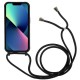 For iPhone 14 6.1 inch Integrated Soft TPU Case Drop-proof Protective Cover with Lanyard - Black Apple Cases Mobile