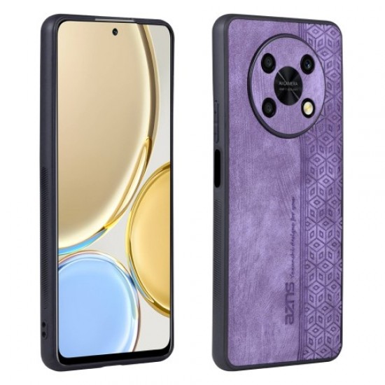 AZNS For Huawei Enjoy 50 Pro 4G / nova Y90 4G Imprinted Pattern Phone Case Scratch-resistant PU Leather Coated TPU Phone Cover - Purple Huawei Cases Mobile
