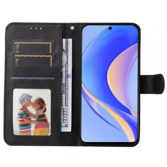 For Huawei Enjoy 50 Pro 4G / nova Y90 4G PU Leather Flip Wallet Case Magnetic Folio Stand Calf Texture Shockproof Phone Cover - Black Huawei Cases Mobile