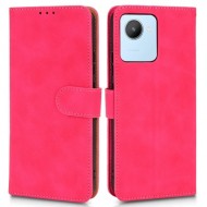 For Realme C30 4G PU Leather Folio Flip Protective Case Skin-touch Feeling Stand Wallet Phone Cover with Strap - Red