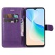 KT Leather Series-2 for vivo Y76 5G Mobile Phone Shell Magnetic PU Leather Case Wallet Stand Protective Flip Phone Cover with Strap - Purple Vivo mobile Cases