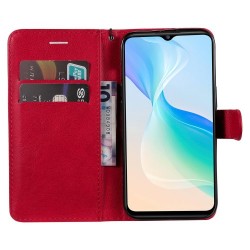 KT Leather Series-2 for vivo Y76 5G Mobile Phone Shell Magnetic PU Leather Case Wallet Stand Protective Flip Phone Cover with Strap - Red KT Leather Series-2 for vivo Y76 5G Mobile Phone Shell Magnetic PU Leather Case Wallet Stand Protective Flip Phone Cover with Strap - Red
