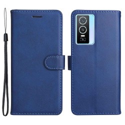 KT Leather Series-2 for vivo Y76 5G Mobile Phone Shell Magnetic PU Leather Case Wallet Stand Protective Flip Phone Cover with Strap - Blue