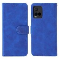 Stand Design Flip Phone Cover Skin-touch Wallet Magnetic Clasp Leather Case Phone Protective Cover for vivo Y21 / vivo Y33s - Blue