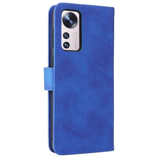 For Xiaomi 12 Lite Anti-scratch PU Leather Wallet Phone Case Stand Magnetic Closure Skin-touch Feeling Shockproof Flip Cover - Blue XIAOMI Cases Mobile