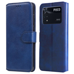 Θήκη Πορτοφόλι με Βάση Στήριξης (Όψη Δέρματος) για Xiaomi Poco M4 Pro 4G - Σκούρο Μπλε