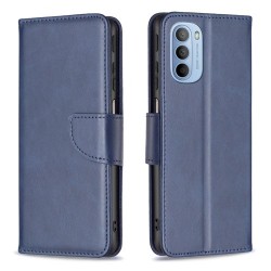 For Motorola Moto G31/Moto G41 Anti-scratch Textured Solid Color PU Leather Cover Stand Magnetic Mobile Phone Case with Strap - Blue For Motorola Moto G31/Moto G41 Anti-scratch Textured Solid Color PU Leather Cover Stand Magnetic Mobile Phone Case with Strap - Blue