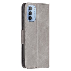 For Motorola Moto G31/Moto G41 Anti-scratch Textured Solid Color PU Leather Cover Stand Magnetic Mobile Phone Case with Strap - Grey For Motorola Moto G31/Moto G41 Anti-scratch Textured Solid Color PU Leather Cover Stand Magnetic Mobile Phone Case with Strap - Grey
