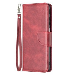 For Motorola Moto G31/Moto G41 Anti-scratch Textured Solid Color PU Leather Cover Stand Magnetic Mobile Phone Case with Strap - Red For Motorola Moto G31/Moto G41 Anti-scratch Textured Solid Color PU Leather Cover Stand Magnetic Mobile Phone Case with Strap - Red