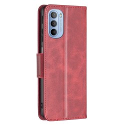 For Motorola Moto G31/Moto G41 Anti-scratch Textured Solid Color PU Leather Cover Stand Magnetic Mobile Phone Case with Strap - Red For Motorola Moto G31/Moto G41 Anti-scratch Textured Solid Color PU Leather Cover Stand Magnetic Mobile Phone Case with Strap - Red