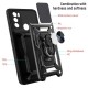 Camera Slide Protector PC + TPU Phone Back Cover Shell with Ring Holder Kickstand for Motorola Moto G60 - Black Motorola Cases Mobile