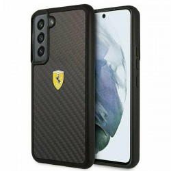 Ferrari Carbon Metal Logo Σκληρή Θήκη για Samsung Galaxy S22 Plus - Μαύρο