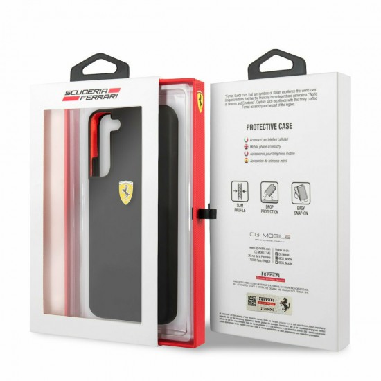 Ferrari Silicone Case Metal Logo για Samsung Galaxy S22 - Μαύρο Samsung Θήκες Κινητών