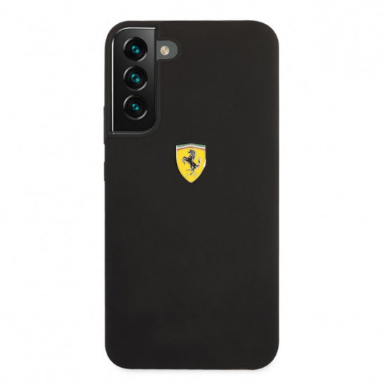 Ferrari Silicone Case Metal Logo για Samsung Galaxy S22 - Μαύρο Samsung Θήκες Κινητών