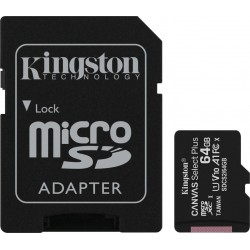 Kingston Canvas Select Plus Κάρτα Μνήμης Micro 64GB Class 10 U1 V10 A1 UHS-I με αντάπτορα