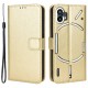 For Nothing phone (1) 5G Crazy Horse Texture Folio Flip Case Stand TPU+PU Leather Wallet Feature Phone Cover with Strap - Gold Nothing Cases Mobile