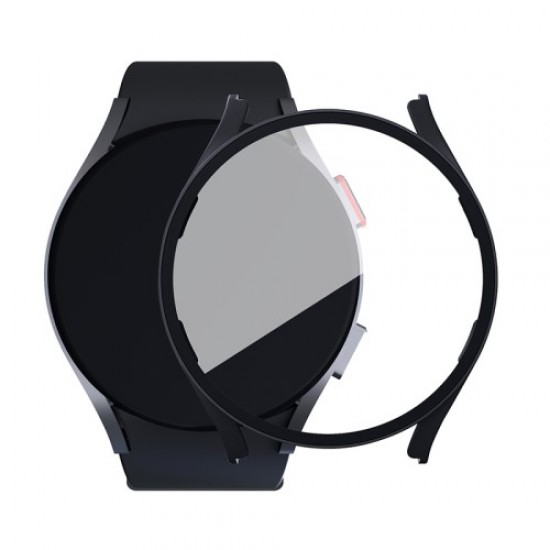 For Samsung Galaxy Watch 5 44mm / Watch4 44mm Anti-drop Hard PC Watch Case Protective Cover with Tempered Glass Screen Protector - Black Gadgets - Toys - Hobby