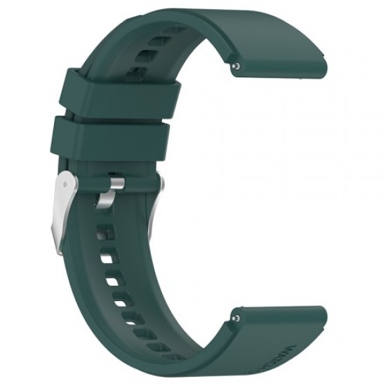 For Samsung Watch Heart-S / Heart-L / Galaxy Watch 4 40mm / 44mm / Watch 5 / Watch 5 Pro Silicone Watch Band 20mm Smart Watch Wrist Strap with Silver Steel Buckle - Blackish Green Gadgets - Toys - Hobby