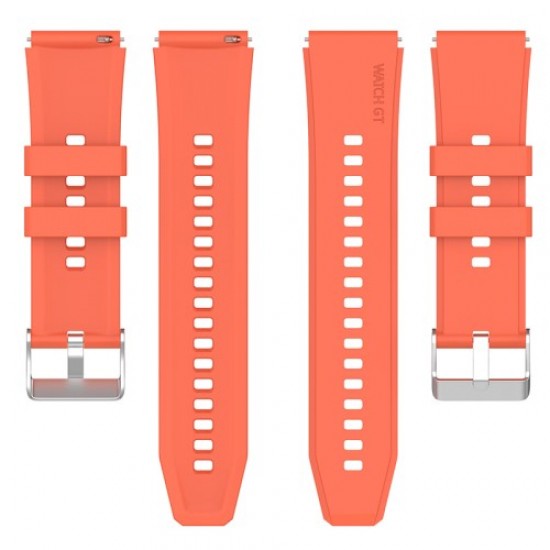 For Samsung Watch Heart-S / Heart-L / Galaxy Watch 4 40mm / 44mm / Watch 5 / Watch 5 Pro Silicone Watch Band 20mm Smart Watch Wrist Strap with Silver Steel Buckle - Orange Gadgets - Toys - Hobby