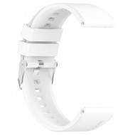 For Samsung Watch Heart-S / Heart-L / Galaxy Watch 4 40mm / 44mm / Watch 5 / Watch 5 Pro Silicone Watch Band 20mm Smart Watch Wrist Strap with Silver Steel Buckle - White