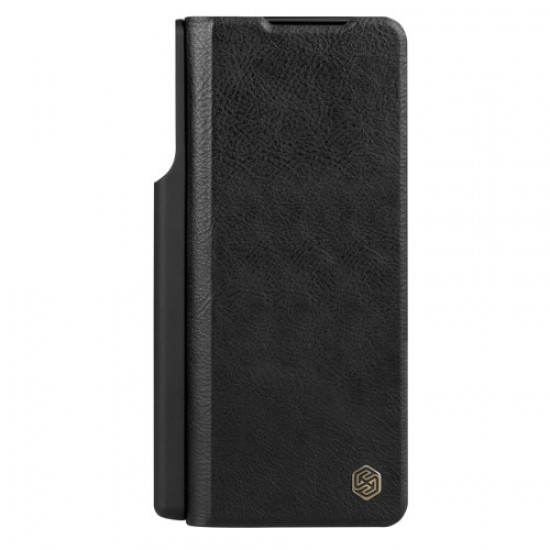 NILLKIN Qin Pro Series for Samsung Galaxy Z Fold4 5G PU Leather Phone Protector Scratch-resistant Cover with Pen Slot Design - Black Samsung Cases Mobile